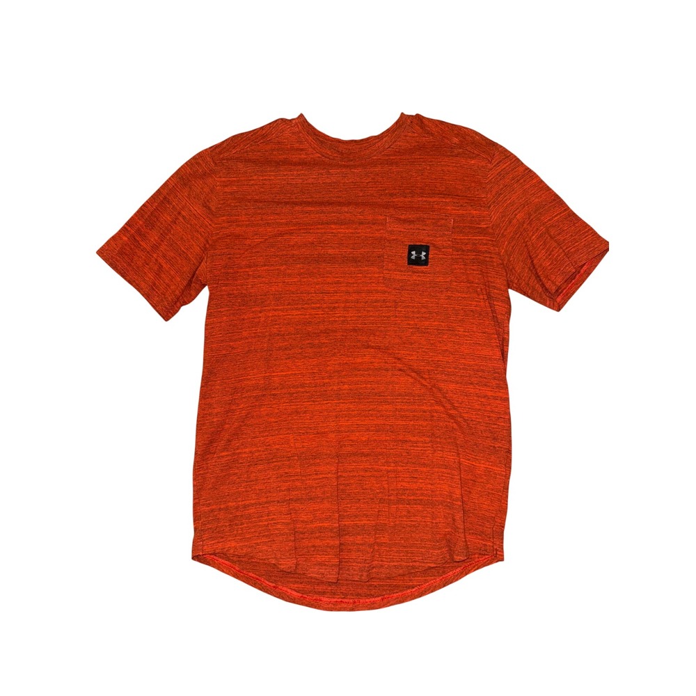Under Armour Mens Orange Space Dye Heather Pocket T-Shirt Short Sleeve Medium